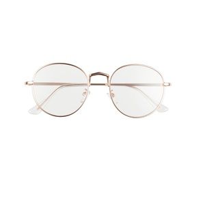 BP. 51mm Round Blue Light Blocking Glasses - Rose Gold Frame